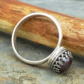 Purple pearl filigree sterling silver ring